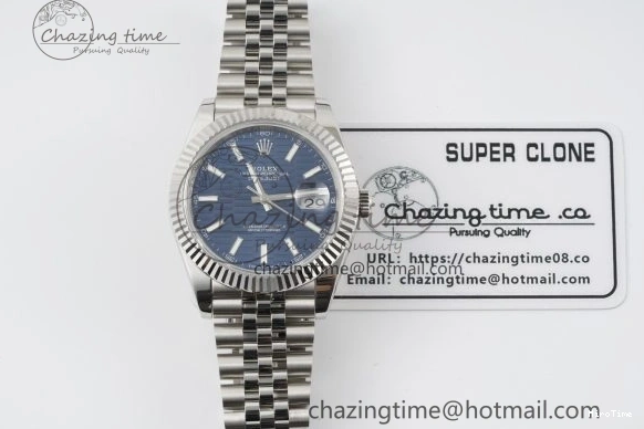 MiroTime 0415 TopPick DateJust 41 SS JDF 904L Steel Blue Textured Dial on Jubilee Bracelet VR3235 V 2235